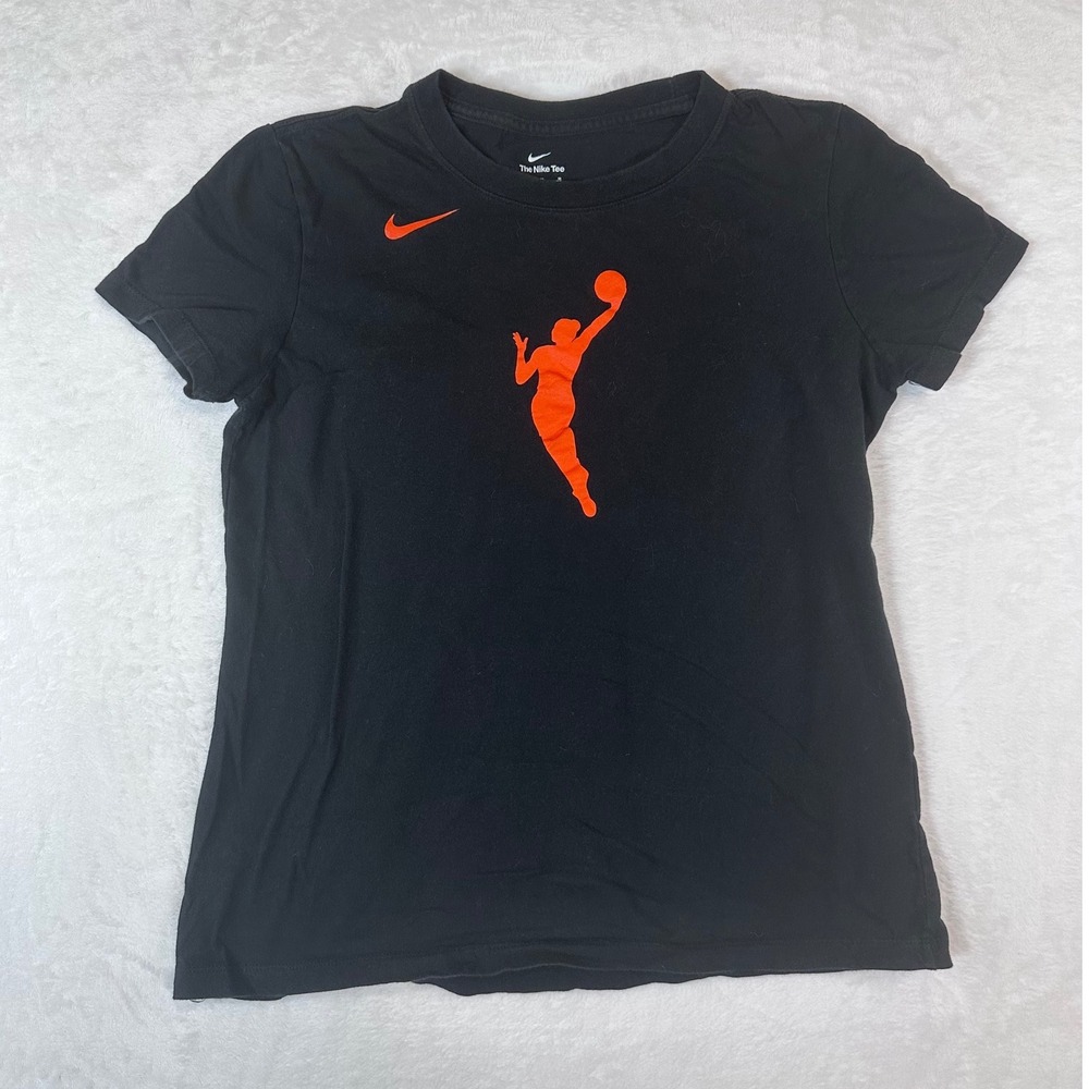 Nike WNBA Logo Graphic T-Shirt Black Orange Womens Medium Short Sleeve Tee